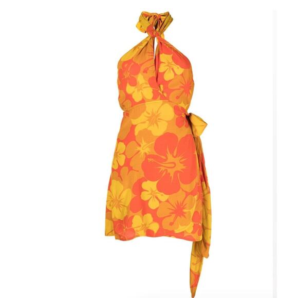 Faithful The Brand Dress Womens 8 Orange Odette Floral Print Mini - Picture 12 of 12